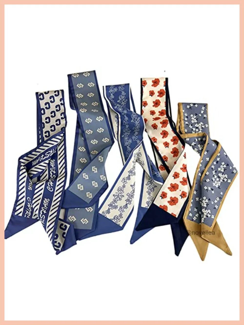 Retro Small Silk Scarf Heart Spring Summer Narrow Ribbon Headband